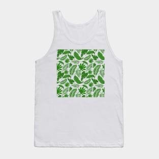 Green leaf pattern Tank Top